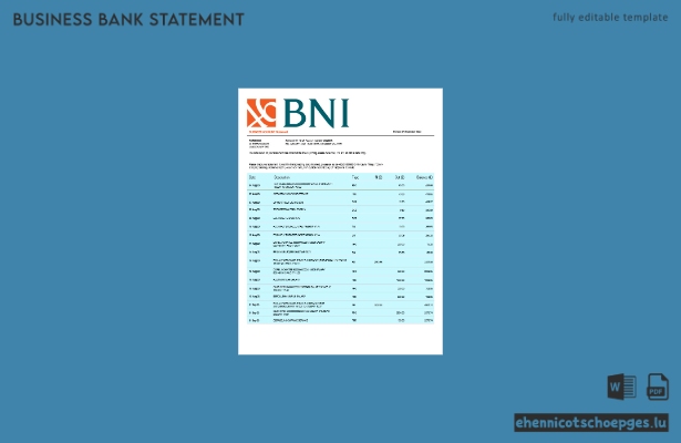 BNI Bank Firmenerklärung – Beispielvorschau in Word und PDF